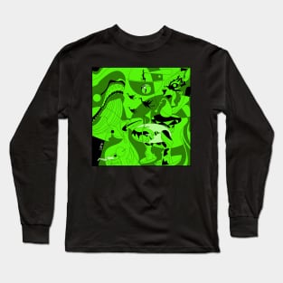 green the garden of earthly delights in ecopop aesthetic kaiju mexican remix art Long Sleeve T-Shirt